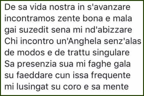 Anghela traduzione in italiano dal sardo