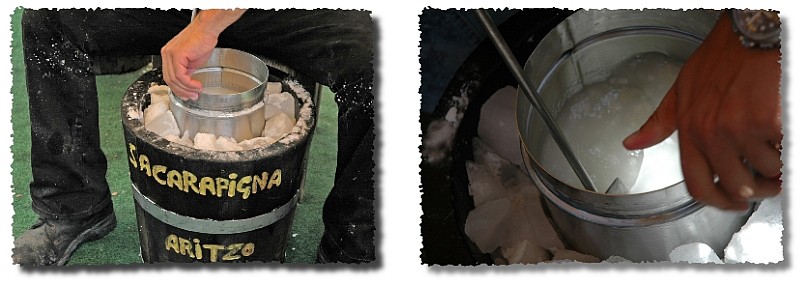 Aritzo preparazione della Carapigna gelato tipico di Aritzo a marchio DOP.