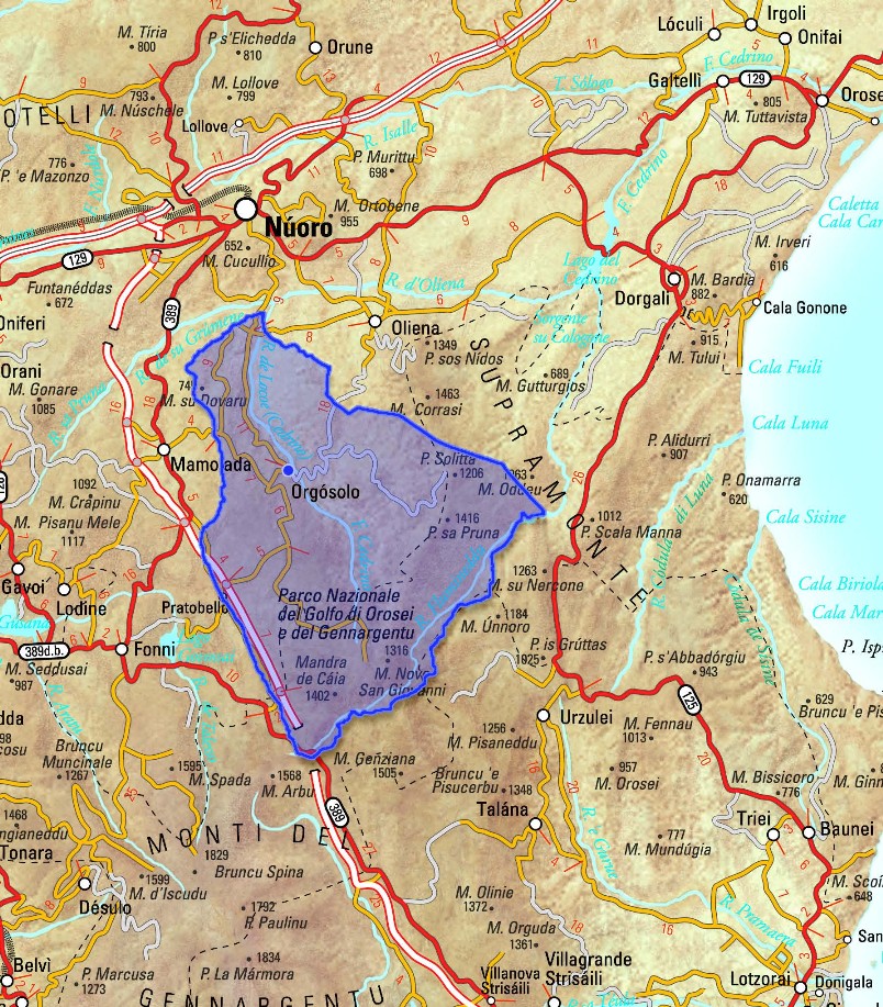 Cartina di Orgosolo.