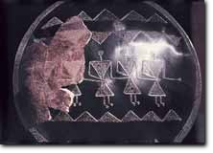 Frammento di ciotolone emisferico con figure femminili in atto di danza.