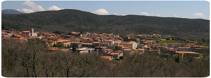 Panorama di Austis paese in provincia di Nuoro Sardegna.